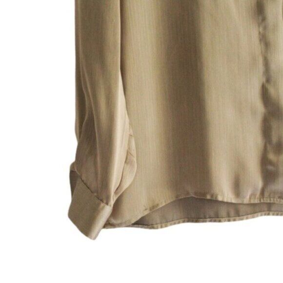 Vintage Pendleton Button Front Long Sleeve Silky Blouse Olive Green 8 - Picture 4 of 5